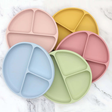 Silicone Round Sucker Compartment Dinner Plate